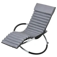 Sedia a Dondolo ergonomica 2 In 1, Sdraio da Giardino, Sedia a Dondolo, in Metallo Texteline a Forma di Sfera, 145 x 74 x 86 cm, Grigio Scuro
