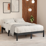 Giroletto-Struttura Letto Grigio in Legno Massello di Pino 200x200 cm 415648