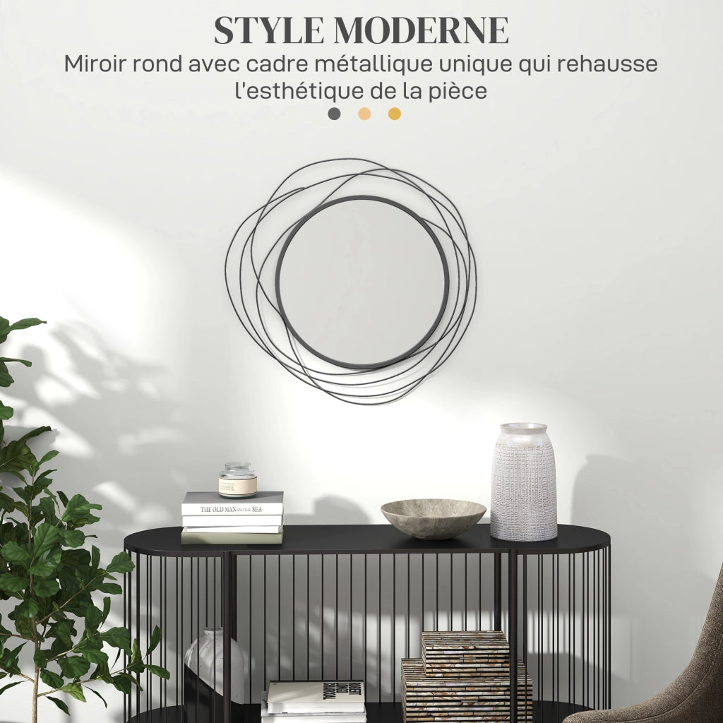 Specchio rotondo in metallo nero ¨C zephmum ¨C diametro 65 cm