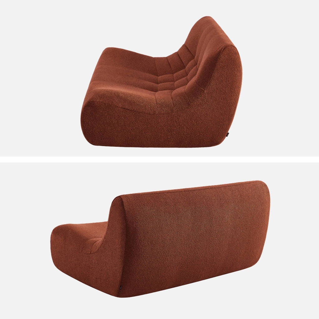 Poltrona bouclé testurizzata, 2 posti, terracotta