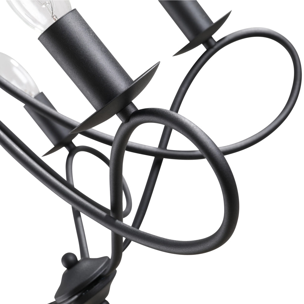 Lampadario a Soffitto Stile Rustico ¨C Zephmum ¨C Nero Acciaio Intrecciato §¶58x45cm