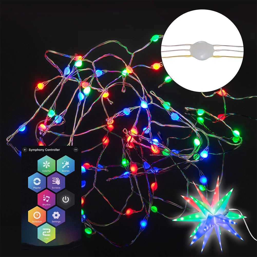 Stella Luminosa di Natale da Soffitto Decorazione Natalizia LED RGB 25cm con App
