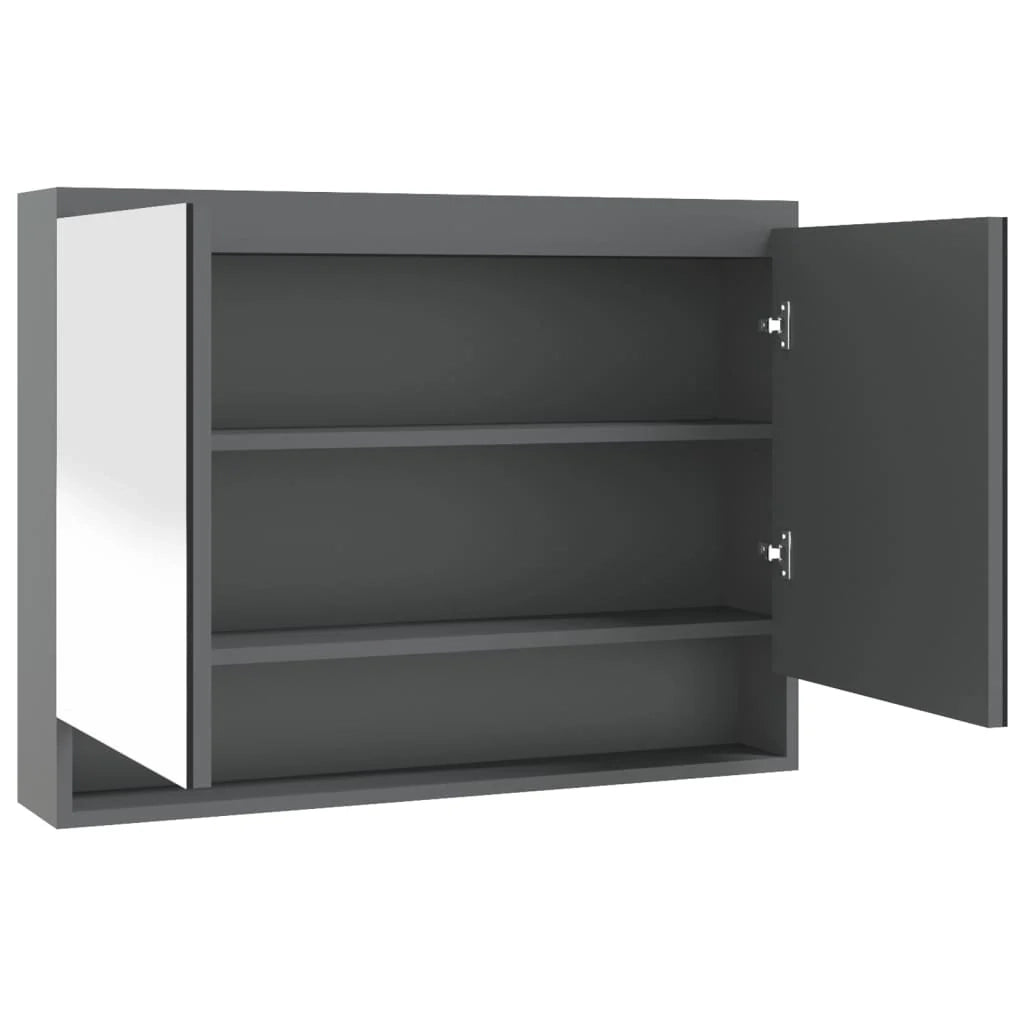 Mobiletto specchio da bagno 80 x 15 x 60 cm grigio MDF 02_0006711