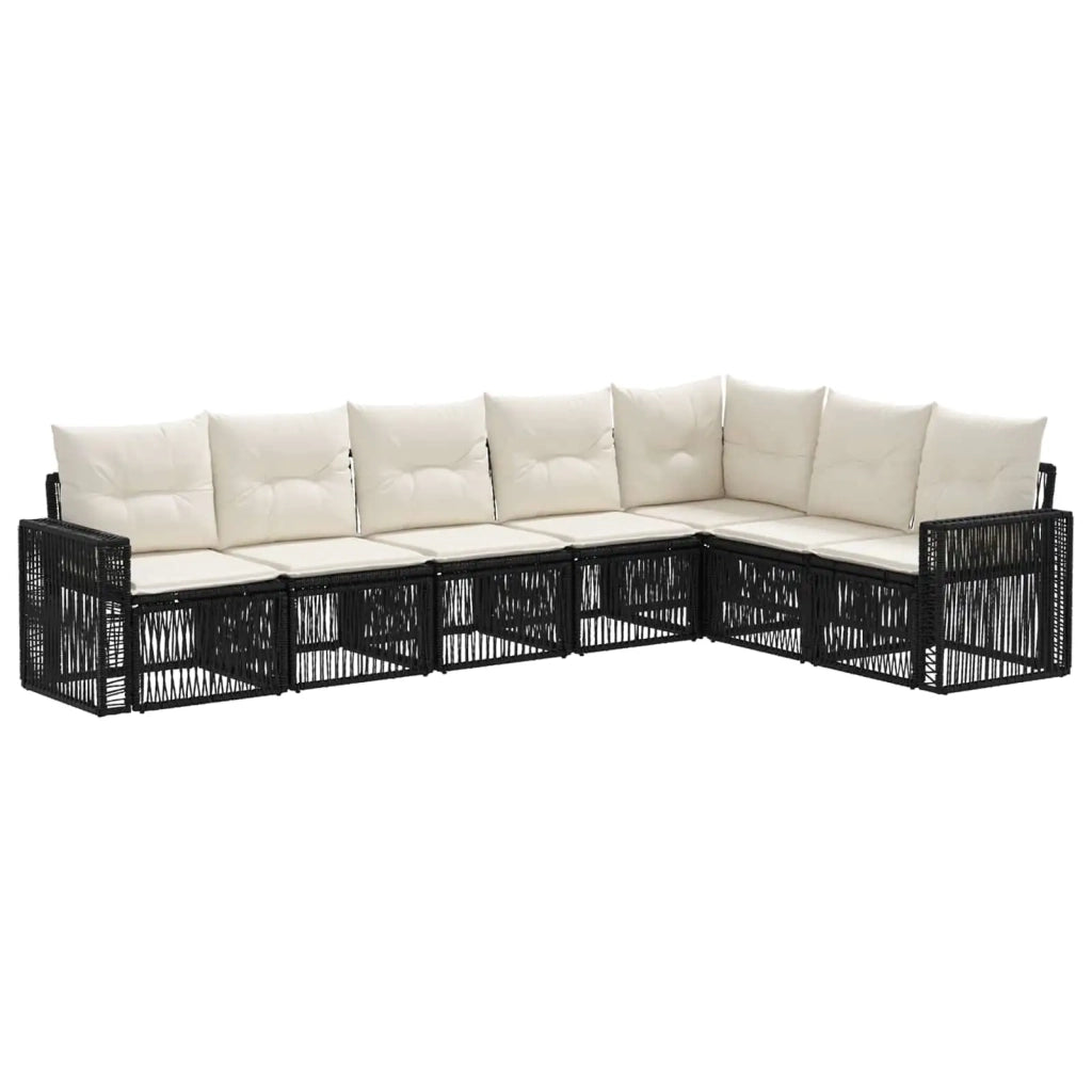 Set Divano da Giardino 7 pcs Nero e Bianco Crema polyrattan 3435133