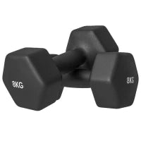 Set 2 Manubri Esagonali da 2x8 kg in Metallo e Plastica con Impugnatura Antiscivolo, 24x11x11 cm, Nero