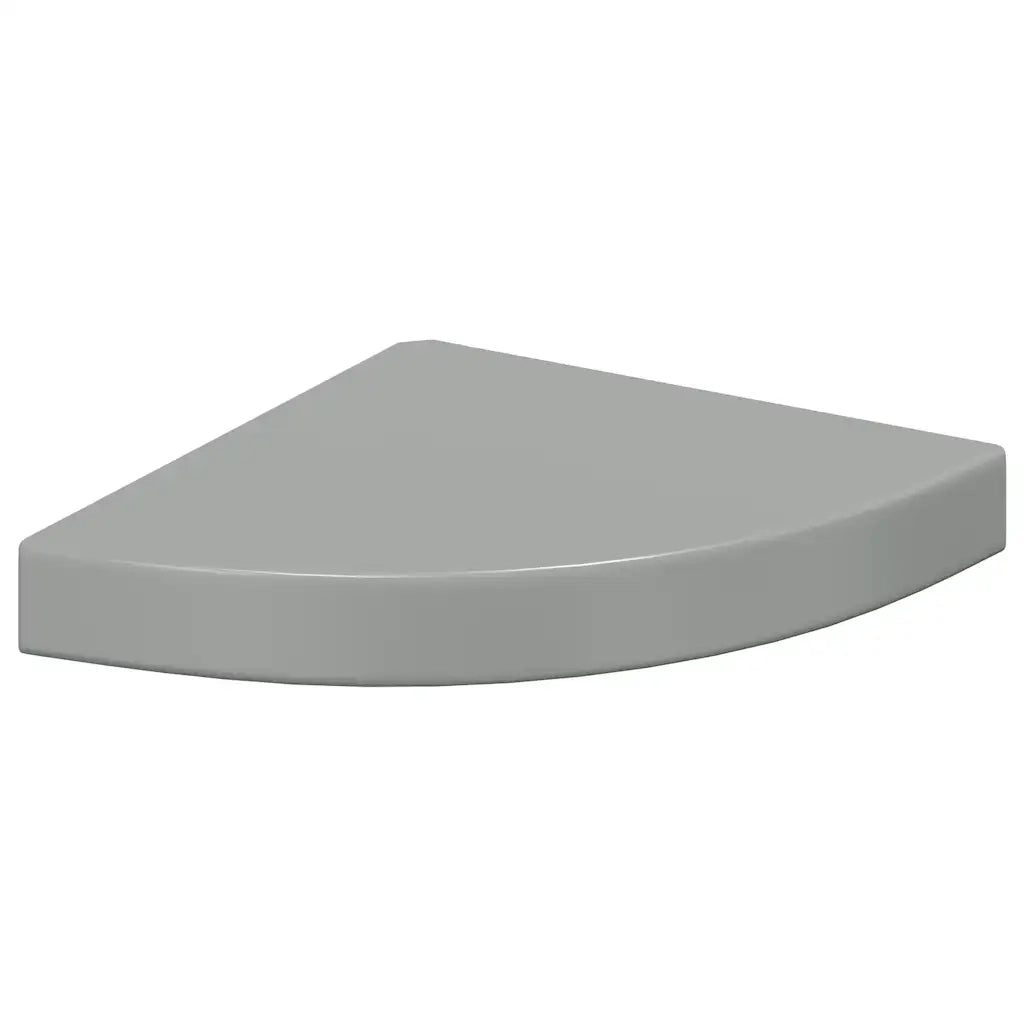 Scaffale Angolare a Parete Grigio Lucido 25x25x3,8 cm in MDF