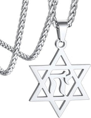 Collana per il collo Chai Ebraico - Acciaio inossidabile/oro/nero con catena 55 + 5 cm - Personalizzabile