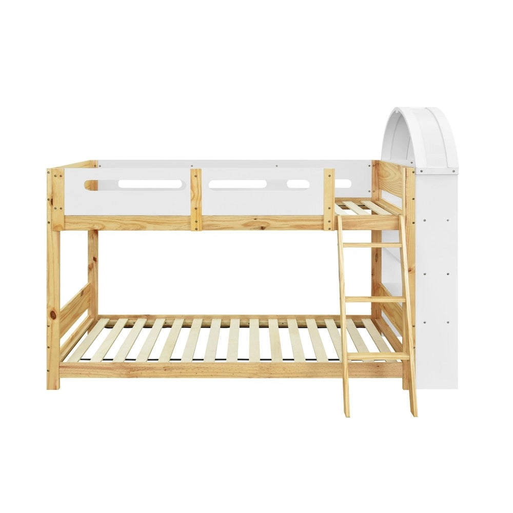 Letto a Castello Singolo in Legno con Rete a Doghe ¨C MINIMAL ¨C Pino/MDF/Multistrato, Bianco, 90x200