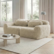 Divano 2 Posti in Tessuto Morbido con Cuscini ¨C Xylo ¨C Beige Chiaro