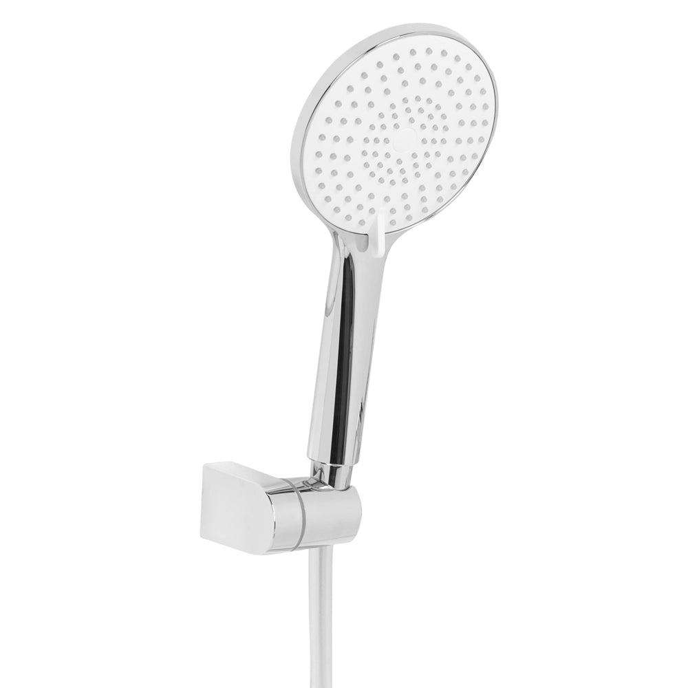 Set di miscelatori per vasca da bagno montati a muro, in ottone argentato, soffione doccia a bocca singola con kit di interruttori