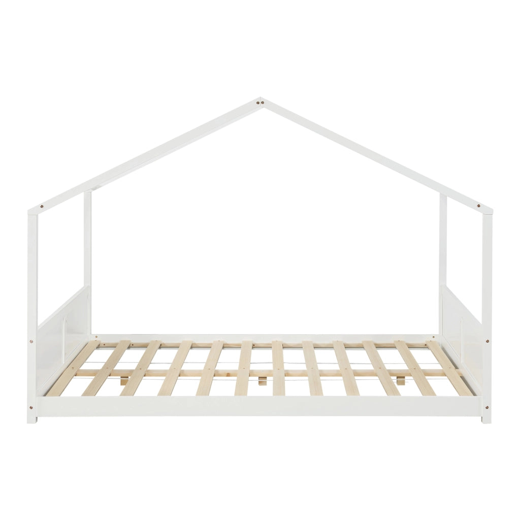 Letto per Cameretta Simo a Forma di Casetta 140 x 200 cm - Bianco [en.casa]
