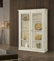 Vetrina mod idea in legno Shabby chic bianco anticato 2 ante vetro