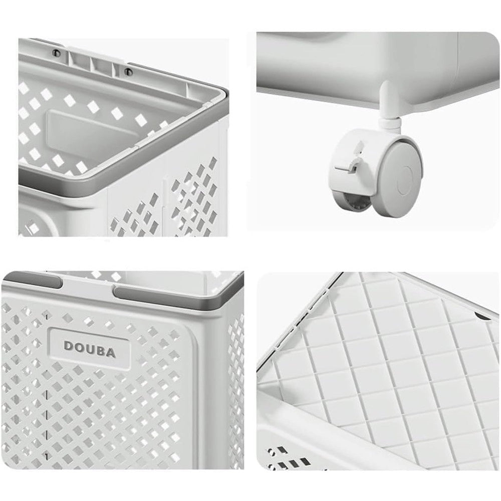 Trade Shop - Portabiancheria Con Ruote In Plastica Pieghevole Portatile Lavanderia Bagno -