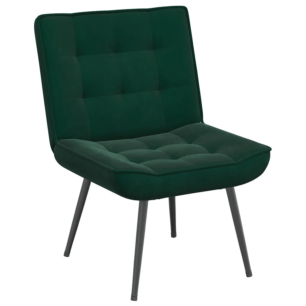 Poltrona Relax con Poggiapiedi Verde Scuro in Velluto