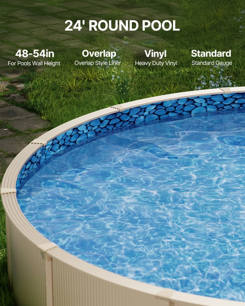 Rivestimento per Piscina Fuori Terra Rotonda φ732x147cm (24 Piedi x 54 Pollici), Liner in Vinile Resistente e Durevole per Giardino