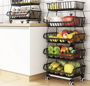 Sistemi di Stoccaggio con Ruote per Cucina e Salotto - 5 Livelli di Magazzino a Filo