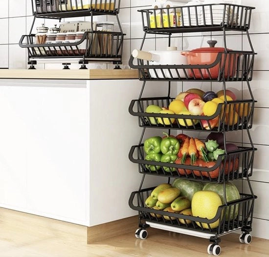 Sistemi di Stoccaggio con Ruote per Cucina e Salotto - 5 Livelli di Magazzino a Filo