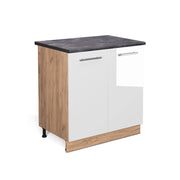 Mobiletto base cucina Fame-Line Bianco lucido/Rovere dorato 80 cm con ripiano, PL Antracite Vicco
