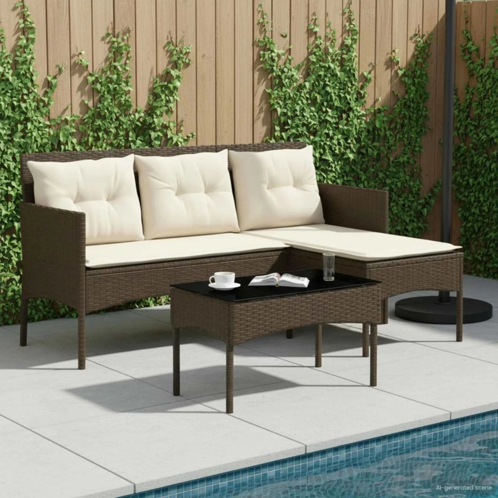 Set Divano da Giardino con cuscino 2 pz | Set Salotto da Giardino polyrattan