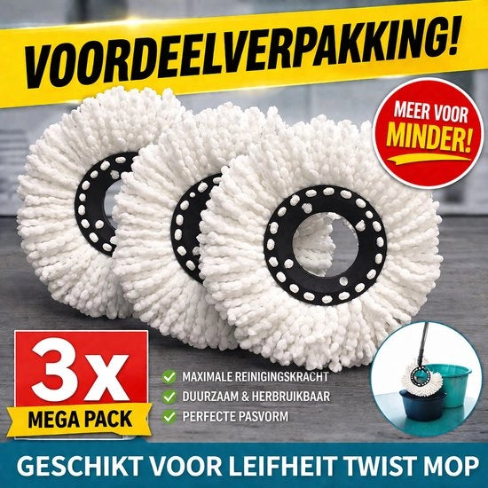 Set di 3 Stkus - Asciugamani adatti per Disc Mop Clean Twist - Navicella - Copricapo di Ricambio - Navicella per Asciugapavimenti - Navicella adatta per Asciugapavimenti