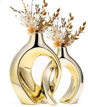 Vaso Ceramico Decorativo, Vaso Moderne per Decorazione Interna, Decorazione Camera da Letto, Vaso Elegante per Ambiente, Decorazione Ufficio (Gold)
