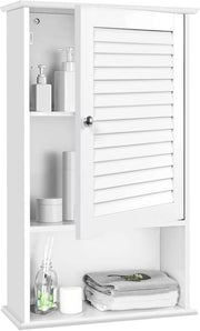 Armadio del Bagno Montato a Muro, Mensola Interna Regolabile, Struttura in MDF di Qualità, Pratico e Salva Spazio, Design Unico (Bianco)