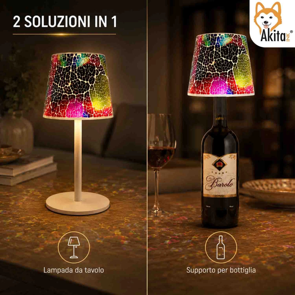 Akitaink Lampada da Tavolo LED Mosaico Cracked Rainbow