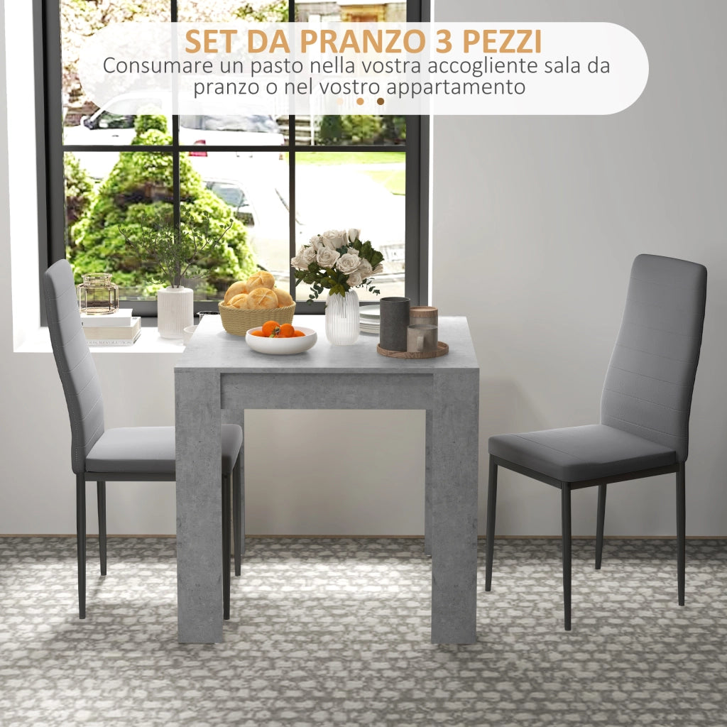 Tavolo da Pranzo con Sedie ¨C zephmum ¨C Grigio, Legno, 80x80x76 cm