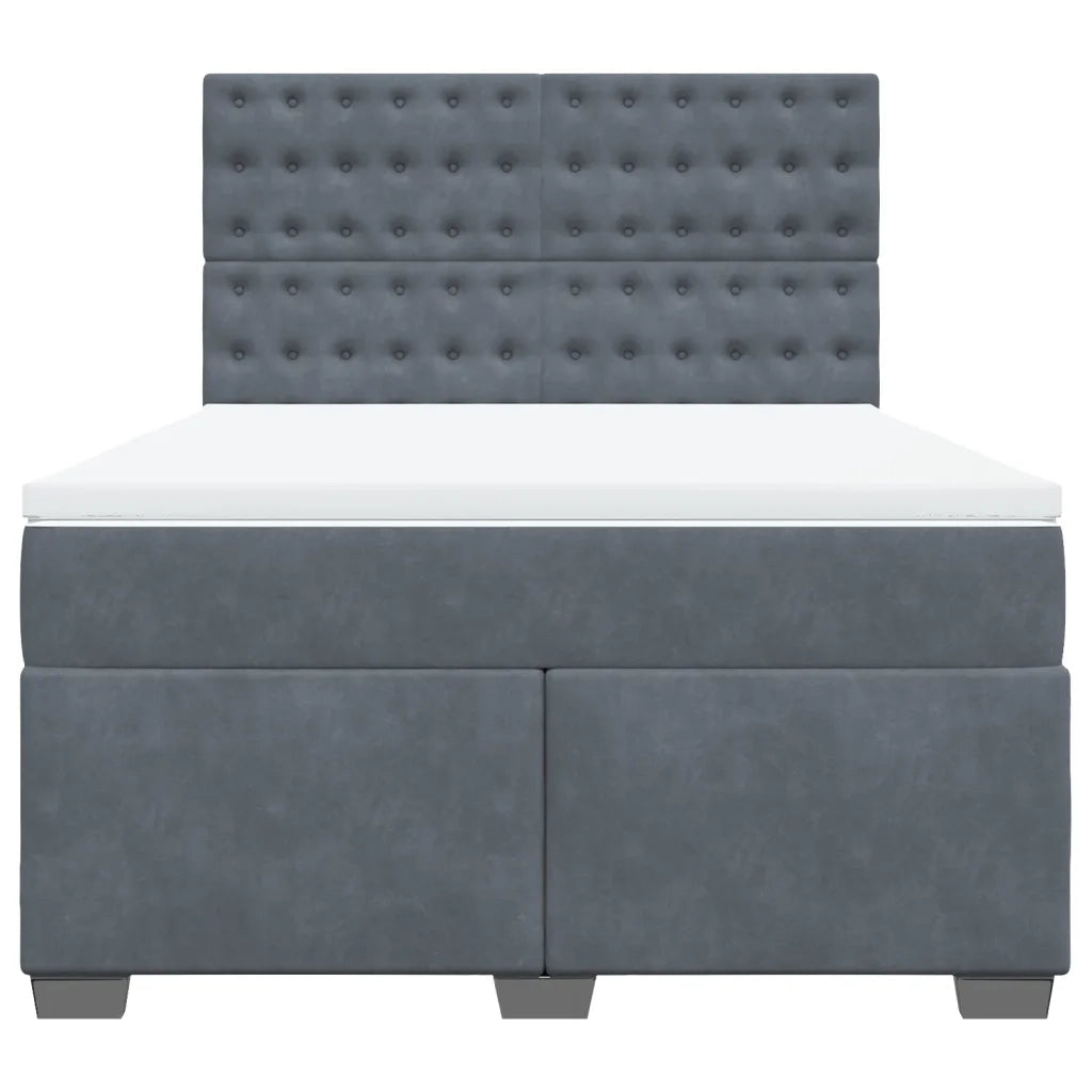 Giroletto a Molle con Materasso Grigio Scuro 140x200 cm Velluto 3290943