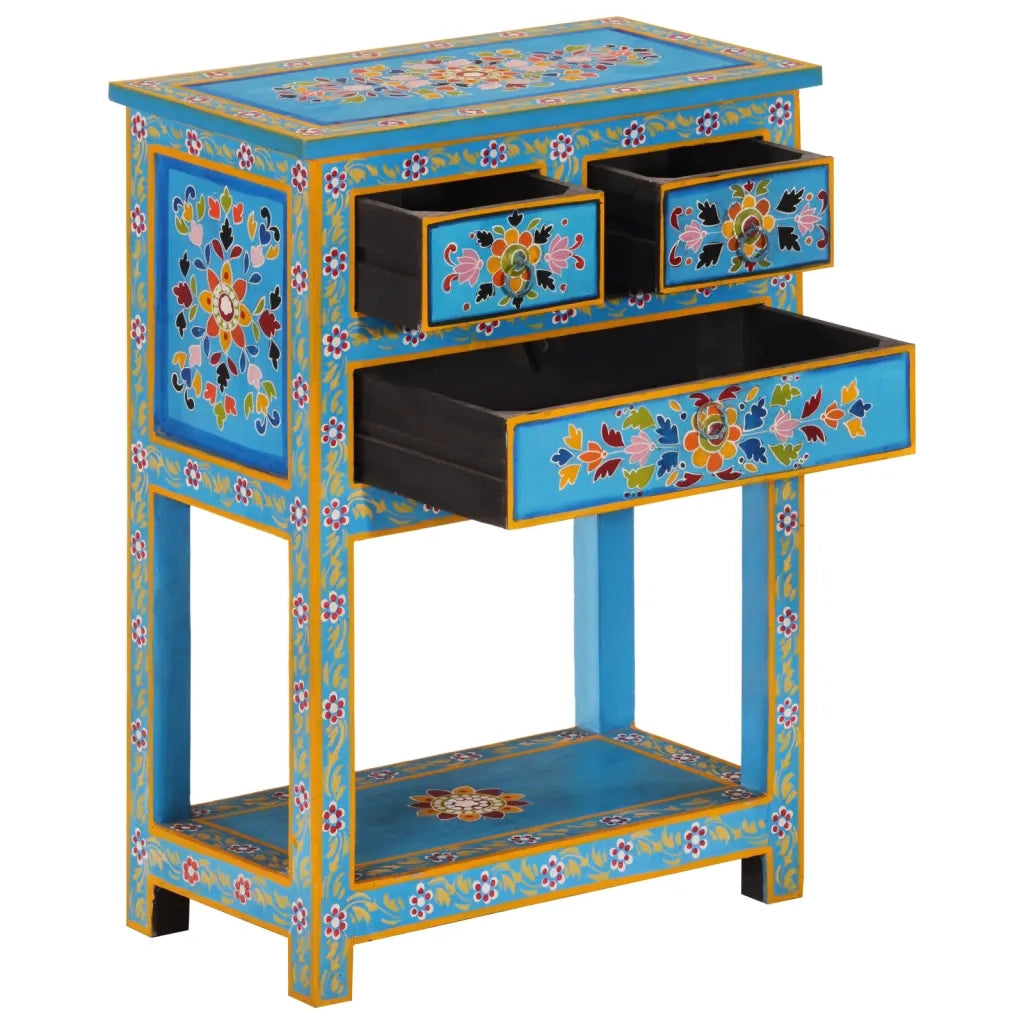 Credenza Turchese 55x30x76 cm in Legno Massello di Mangocod mxl 130252