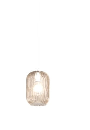 SOSPENSIONE CROMO 5 LUCI RETTANGOLARE VETRI AMBRA 1181CR-S5 R-AM
