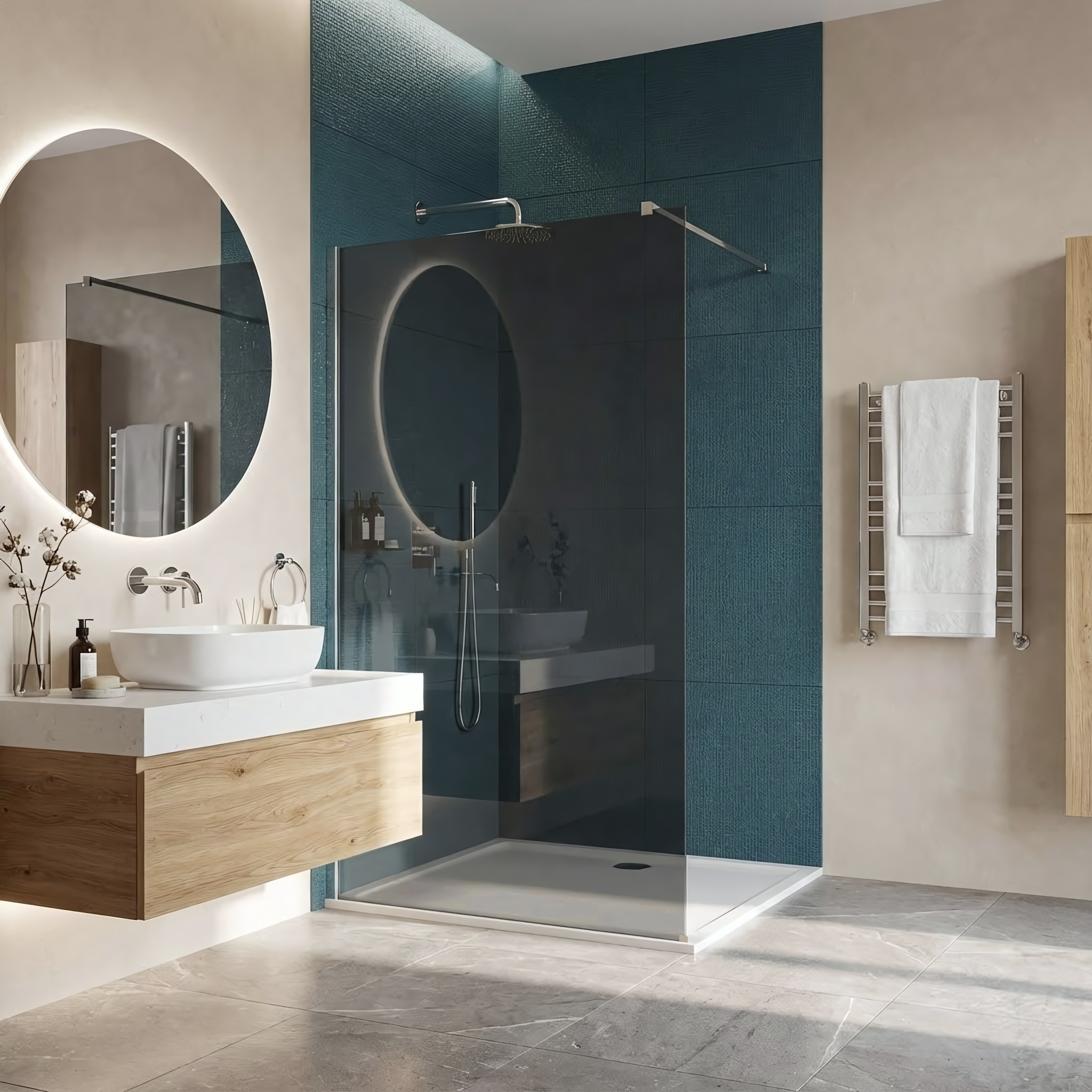 Parete Doccia Rea Flexi Grey / Chrome 120