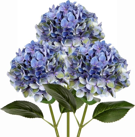Set di Fiori Artificiali Hortensia 3D di Alta Qualità di 3 pezzi - Realistici - Per Festa di Matrimonio, Hotel, Casa - Dimensione 19 cm