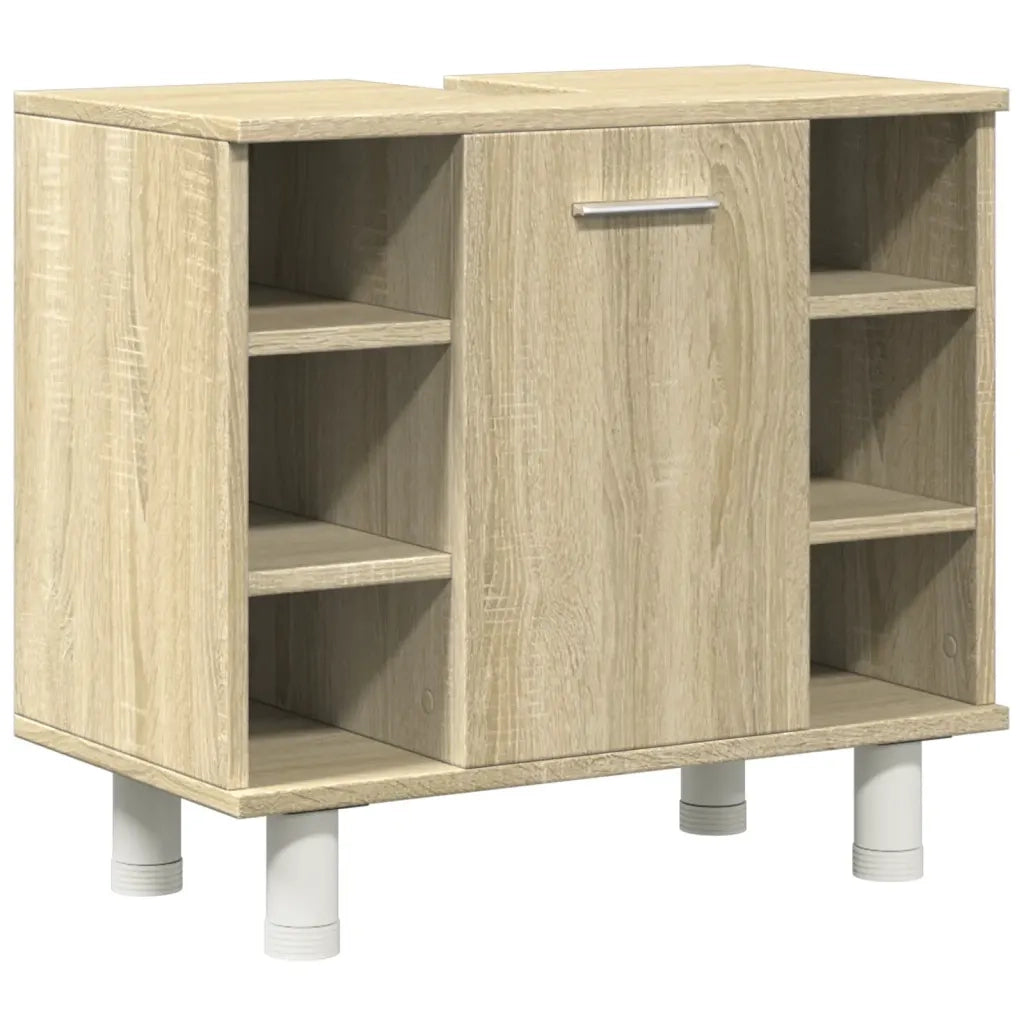 Set Mobili da Bagno | Armadio da bagno 3 pz Rovere Sonoma in Legno Multistrato