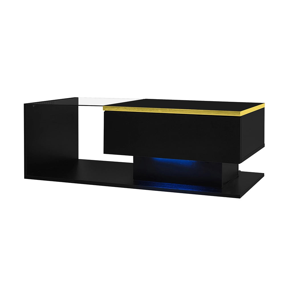 Tavolino-Xylo-90cm nero vetro effetto LED