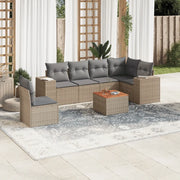 Set Divani da Giardino 7 pz con Cuscini Beige in Polyrattancod mxl 90008