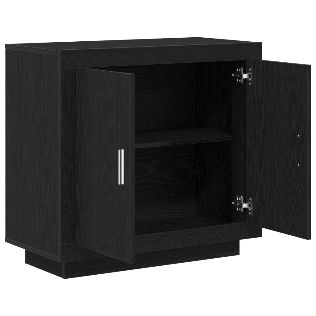 Sideboard Nero Rovere 80x40x75 cm Legno Ingegnerizzato