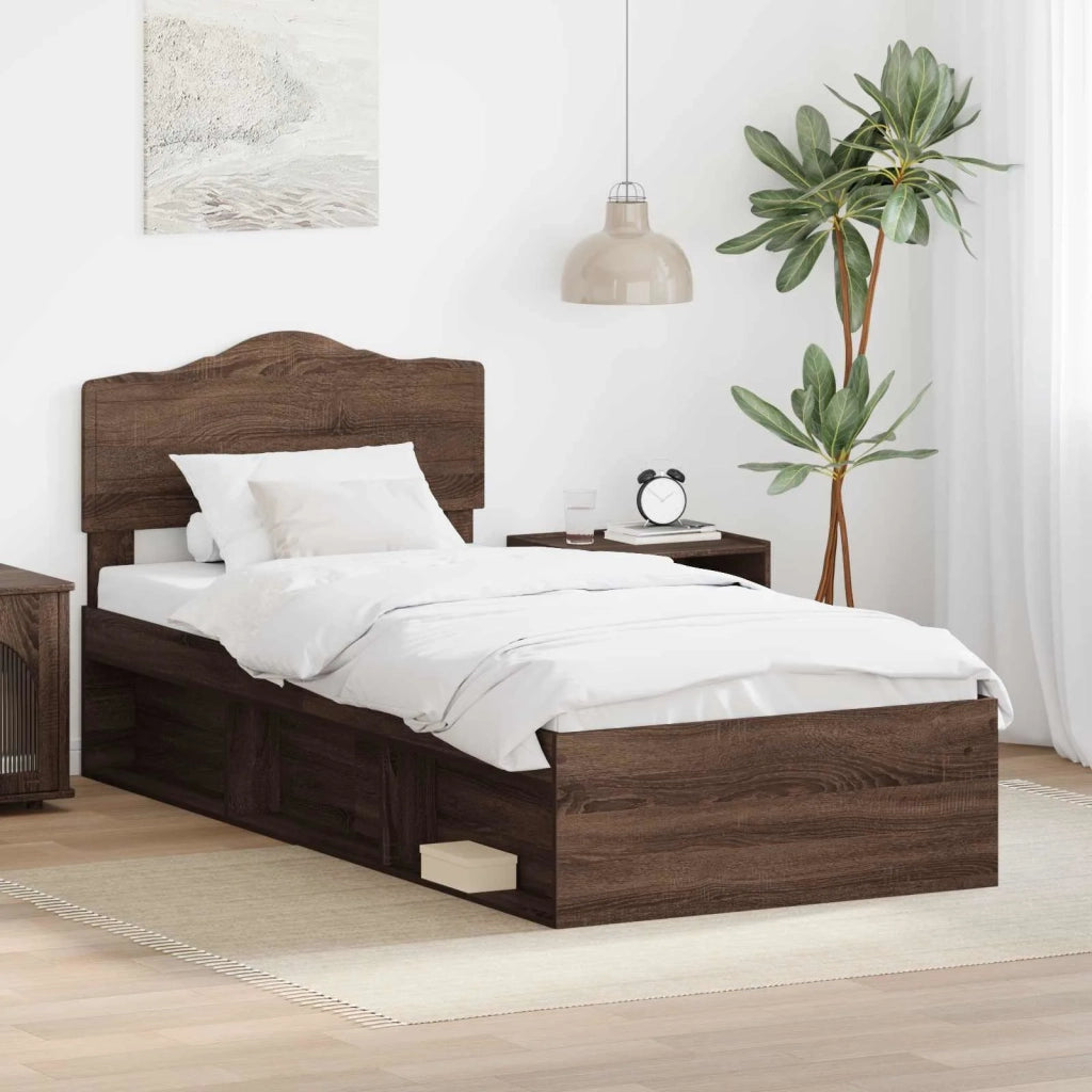 Struttura del letto Rovere Marrone 100 x 200 cm Pino massello 3412940