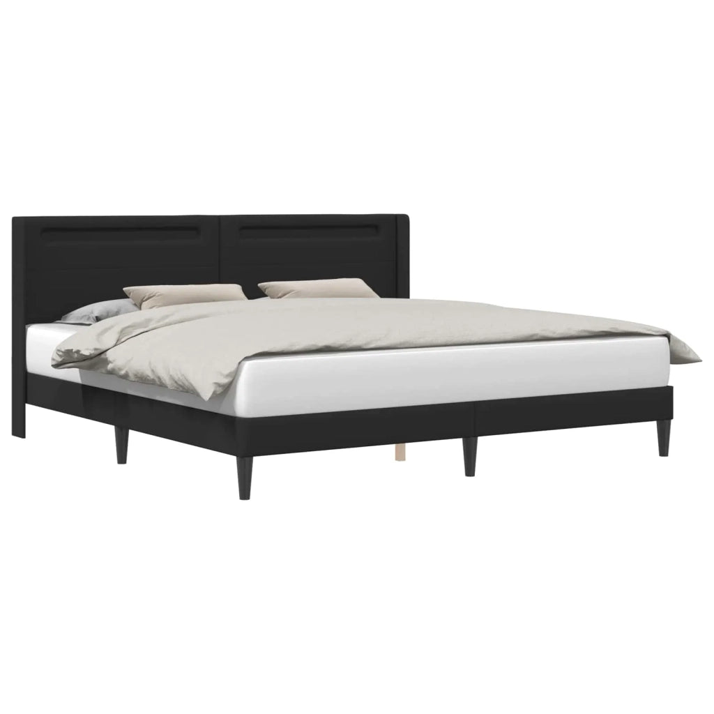 Struttura del letto con strisce LED Nero 200 x200 cm Similpelle