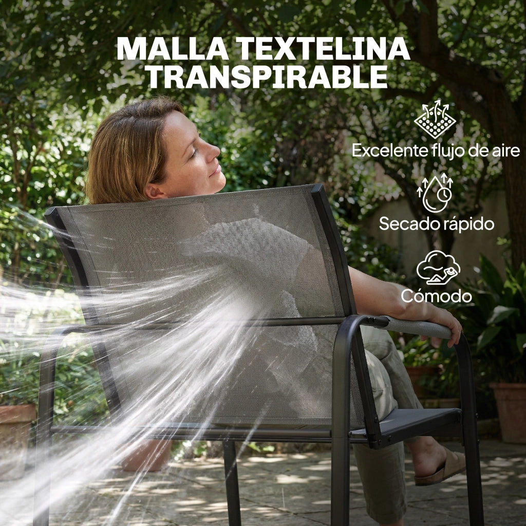 Set Giardino Esterno con Divano 2 Posti, 2 Poltrone e Tavolo in Vetro ¨C zephmum ¨C Grigio Tessilene