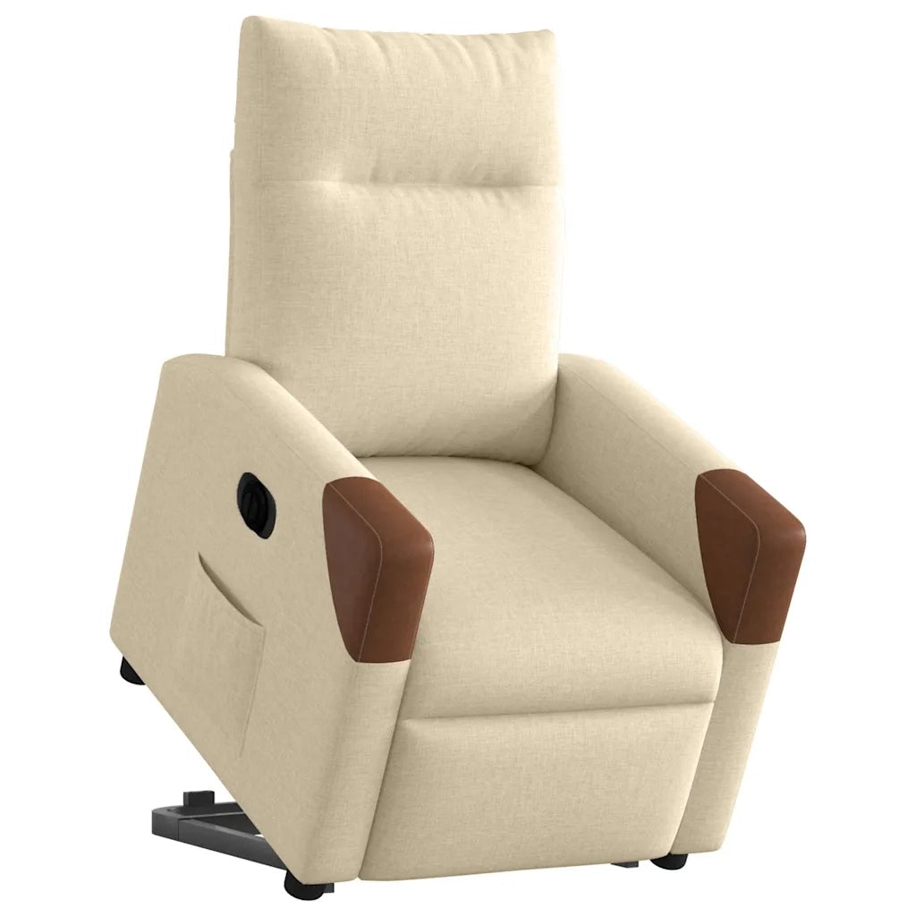 Poltrona Alzapersona Reclinabile Elettrica Crema in Tessuto 3324026