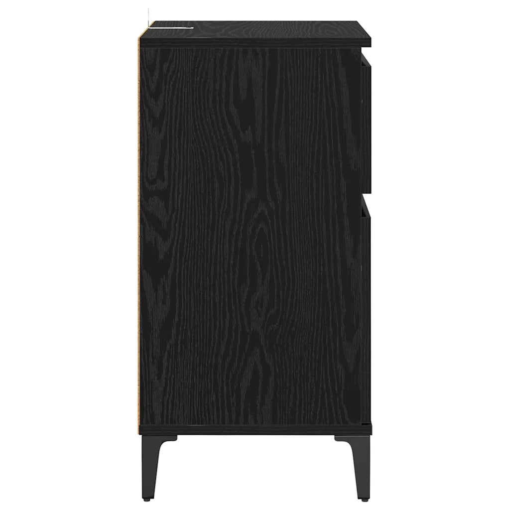 Armadio da Notte con cassetto 2 pcs Rovere Nero 40 x 35 x 70 cm