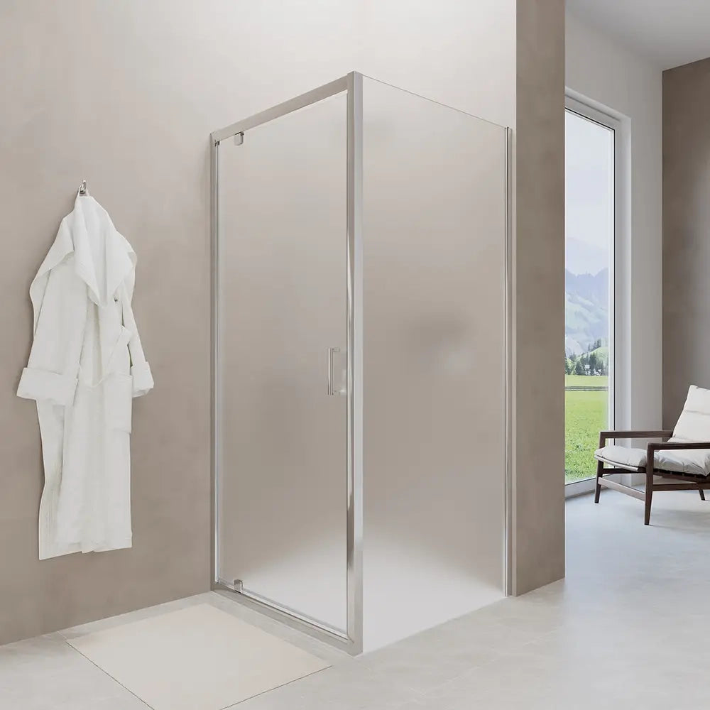 Box doccia 80x100 cm angolare apertura a battente vetro 6mm opaco | Apulia