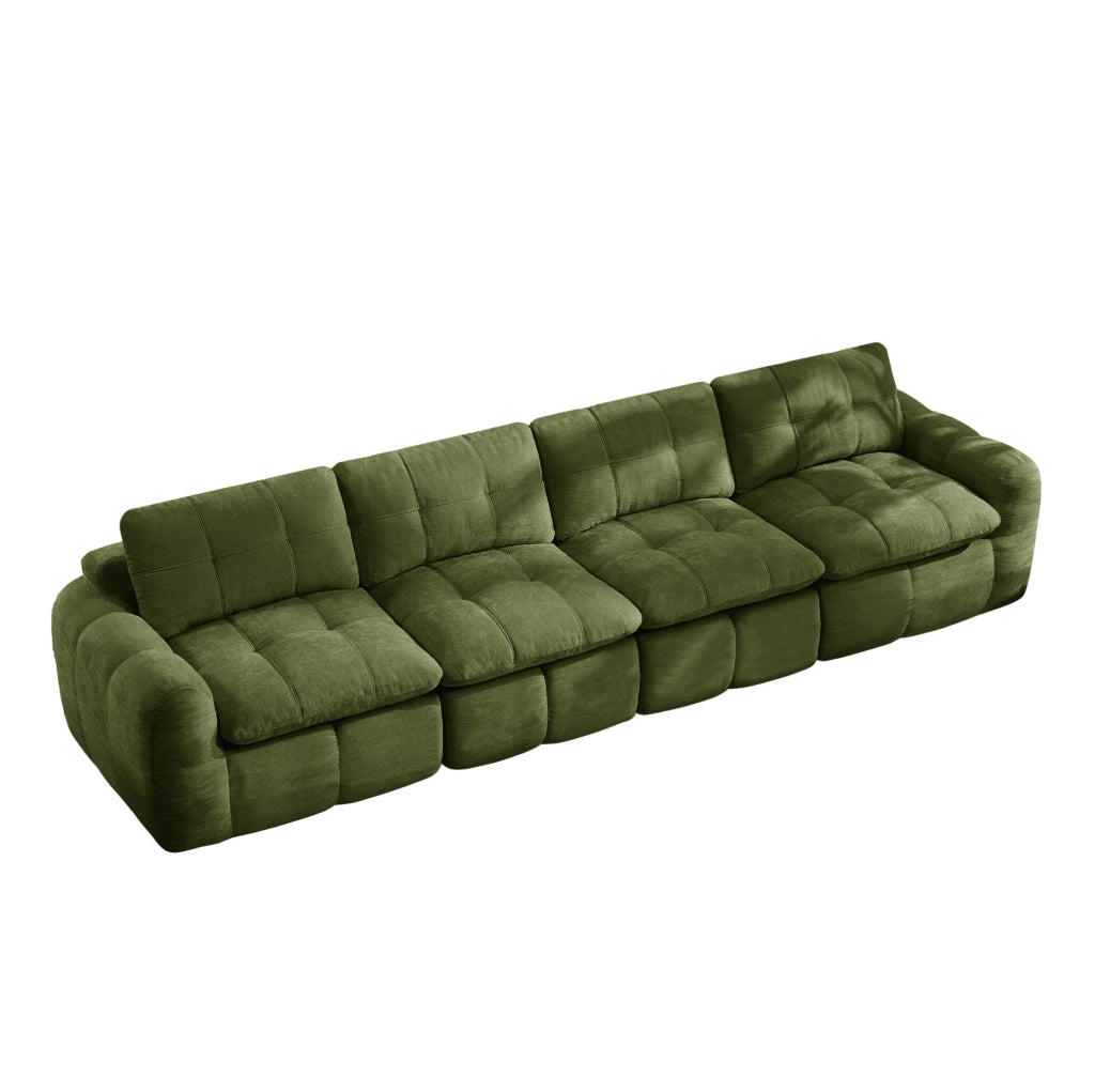 Divano modulare senza telaio in ciniglia 334 × 97 × 68 cm verde
