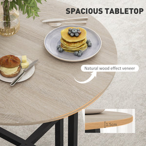 Tavolo da Pranzo Rotondo in Stile Industriale Ø80x75 cm per 2 Persone in Truciolato Nero e color Legno