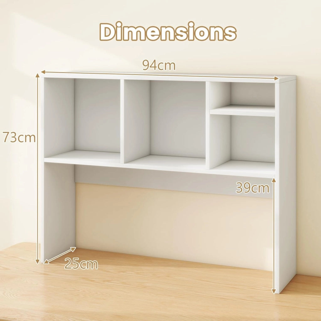 Scaffale da scrivania con 4 scomparti aperti, organizer da scrivania con dispositivo antiribaltamento, pattini antiscivolo, ripiano da tavolo per libri, cornici fotografiche, decorazione