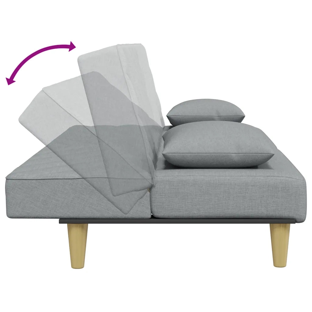 Divano Letto 2Posti Cuscini e Poggiapiedi-Sofa Letto 2 Posti-Daybed Grigio Chiaro Tessuto 723341