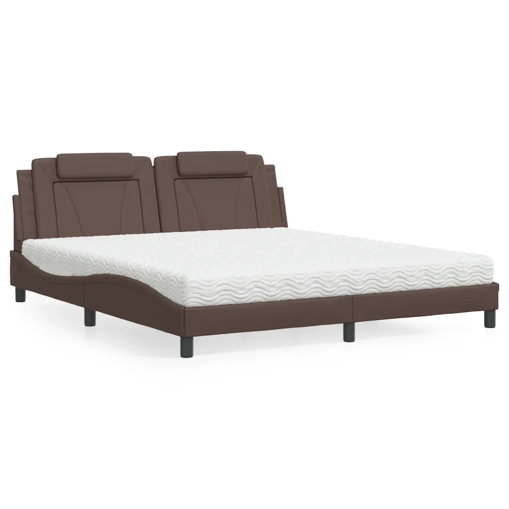 Letto Viana con Materasso Marrone 180x200cm in Similpelle 3208812