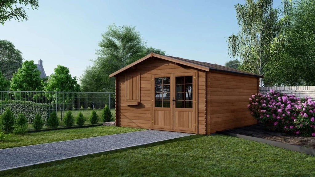 Casetta da giardino in legno - 16m2 - 4x4m - impregnata - 28mm - colore: marrone - DOM181 - ALTANKA