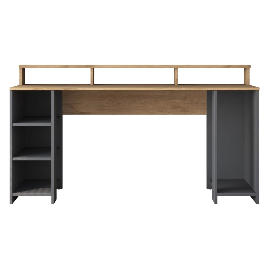 Sedico, Scrivania 6 Ripiani, 160x55x90h cm Marrone Rovere
